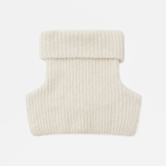 NWT ZARA KNIT BIB WOOL ALPACA WINTER ECRU IVORY SCARF COLLAR SCARF - Picture 2 of 5